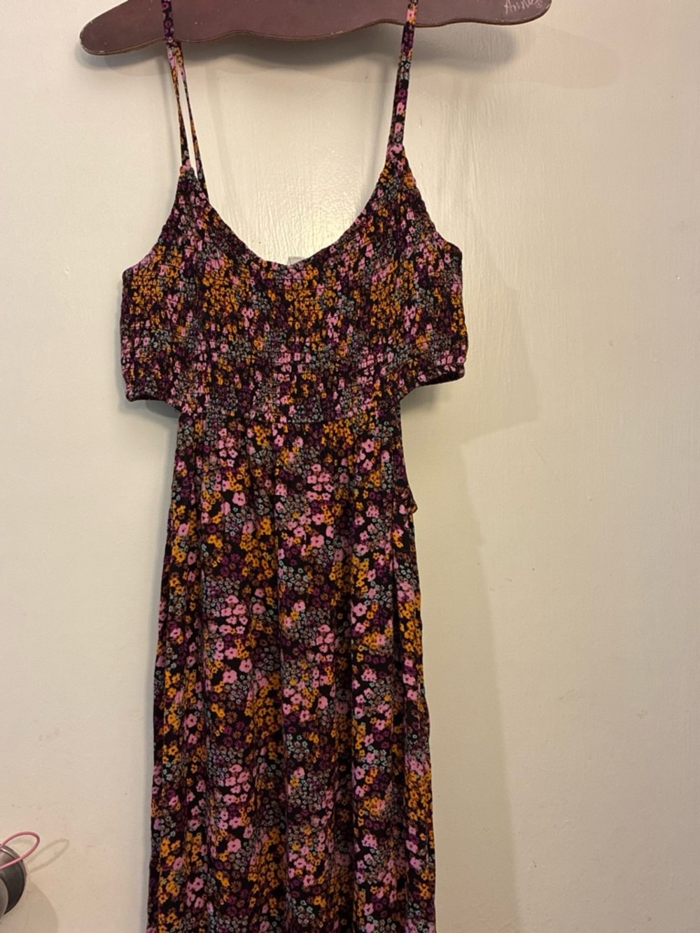 Roxy Floral Maxi Dress in Black, Pink & Gold